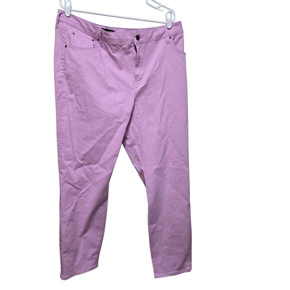 Boden Size 16/18L Pink Slim Straight Cotton Stretch Denim Pants - Picture 1 of 7